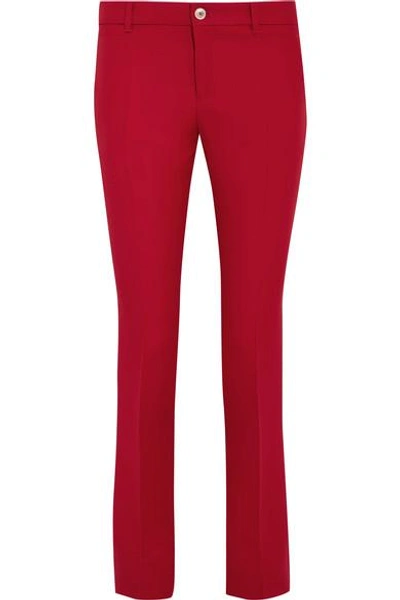 Shop Gucci Wool And Silk-blend Crepe Flared Pants In Red