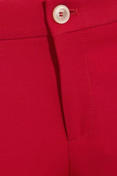 Shop Gucci Wool And Silk-blend Crepe Flared Pants In Red