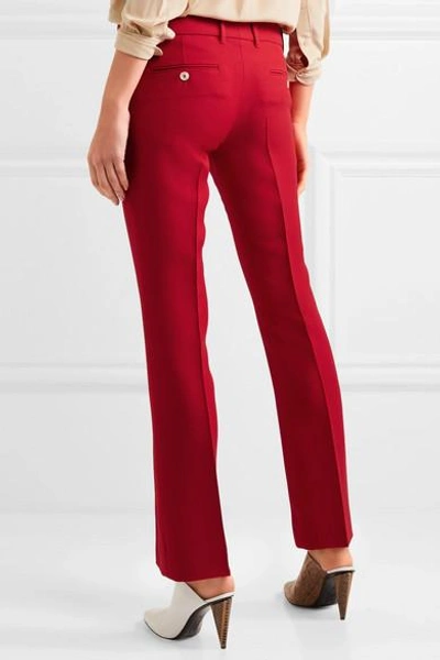 Shop Gucci Wool And Silk-blend Crepe Flared Pants In Red