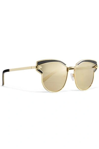 Shop Karen Walker Superstars Felipe Cat-eye Gold-tone Mirrored Sunglasses