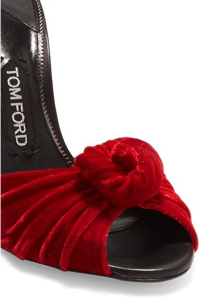 Shop Tom Ford Knotted Velvet And Leather Sandals In Red