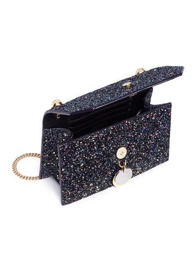 Shop Jimmy Choo 'finley' Coarse Glitter Chain Crossbody Bag