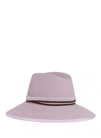 Maison Michel 'kate' Beaded Knit Ribbon Furfelt Fedora Hat In Pink
