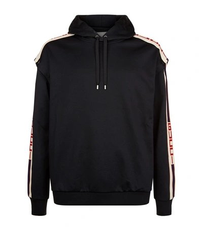 Gucci Logo Embroidered Hooded Sweatshirt In Black White | ModeSens