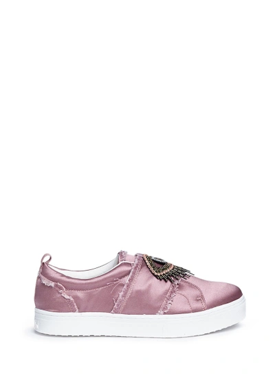 Sam Edelman 'levine' Embellished Eye Patch Satin Skate Slip-ons In Light Pink