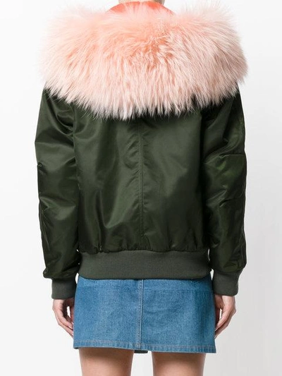 Shop Mr & Mrs Italy Removable Hood Bomber Jacket In Green