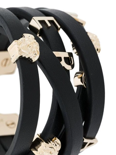 Shop Versace Medusa Logo Strap Bracelet In Black