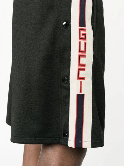 Shop Gucci - Logo Piped Track Shorts  In Black