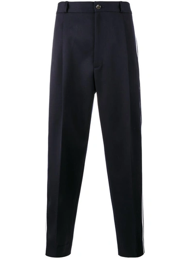 Gucci Striped Cropped Trousers In Blue