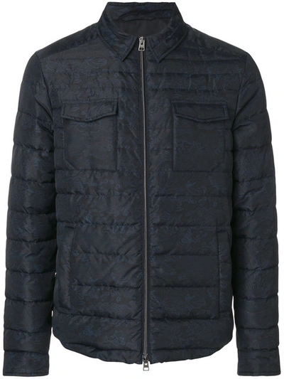 Etro Sportswear Quilted Wool Jacket In Blue Heather