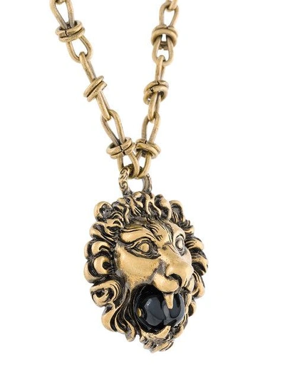 Shop Gucci Lion Head Pendant Necklace