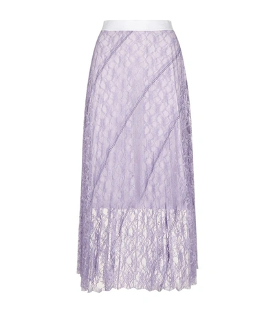 Sandro Pleated Lace Midi Skirt