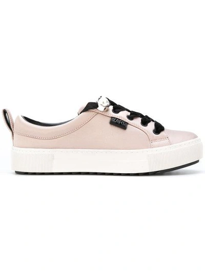 Shop Karl Lagerfeld Lace Up Sneakers In Pink