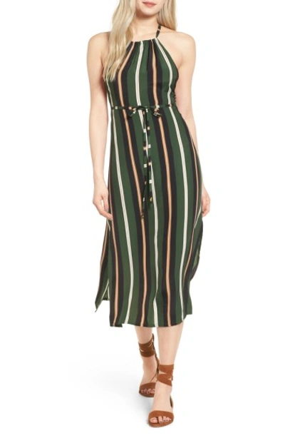Faithfull The Brand Tuscany Stripe Midi Dress In Firenze Stripes Green/blk
