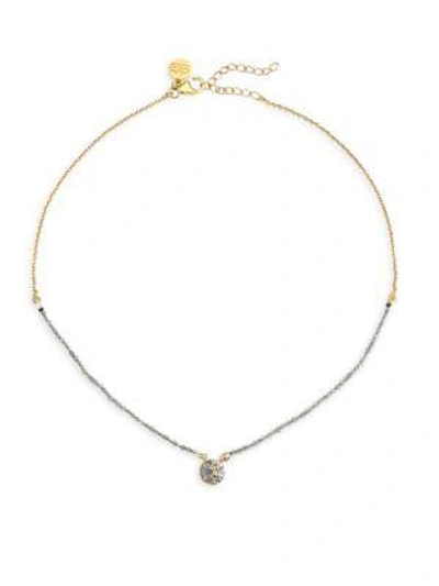 Shop Shana Gulati Rani Raina Sliced Raw Diamond & Labradorite Pendant Necklace In Gold