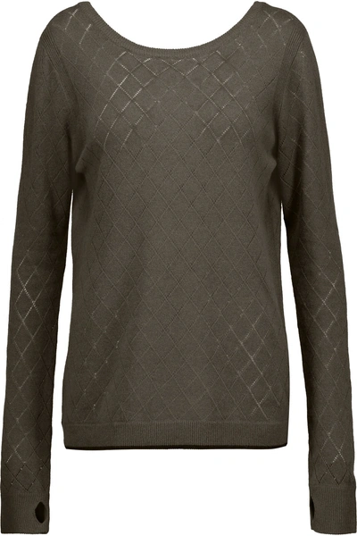 L Agence Agustina Open Knit-trimmed Stretch-knit Sweater