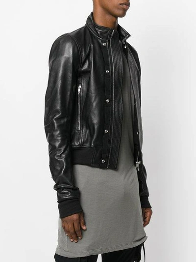 Shop Rick Owens Cropped Leather Bomber Jacket