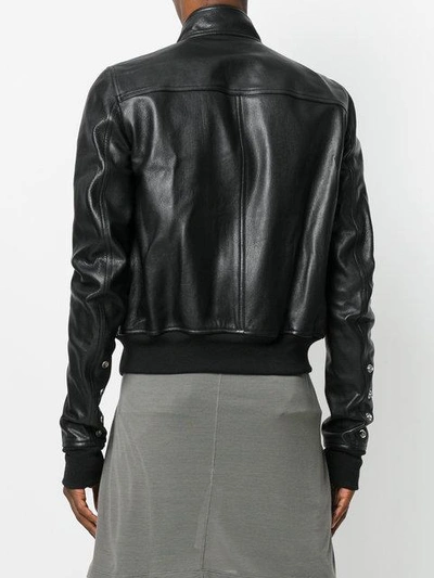 Shop Rick Owens Cropped Leather Bomber Jacket