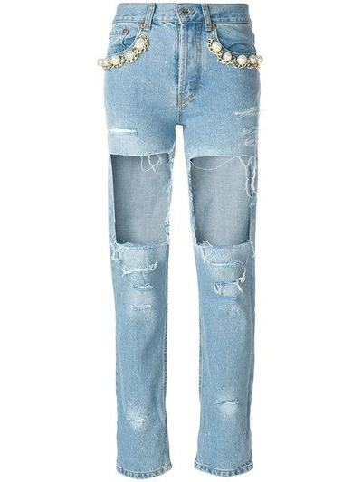 Forte Couture Forte Dei Marmi Couture Big Heroes Destroyed Jeans - Blue In Light Blue