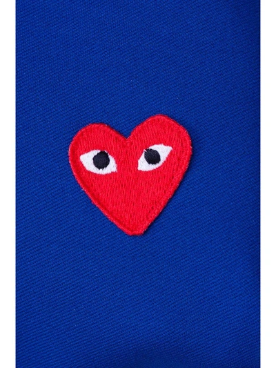 Shop Comme Des Garçons Play Comme Des Garcons Play Heart Hoodie In Navy/bluette