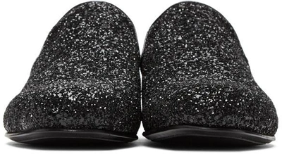 Shop Jimmy Choo Black Glitter Sloane Loafers