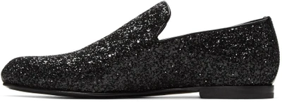 Shop Jimmy Choo Black Glitter Sloane Loafers