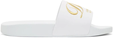 Shop Dolce & Gabbana Dolce And Gabbana White Logo Slides In 89642 White
