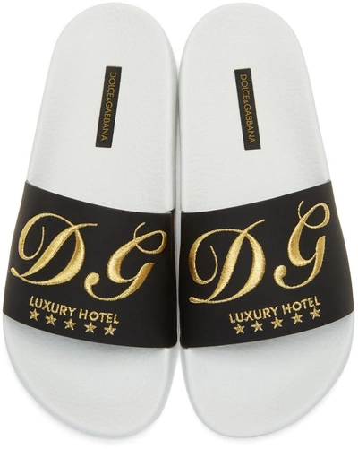 Shop Dolce & Gabbana Black Logo Slides