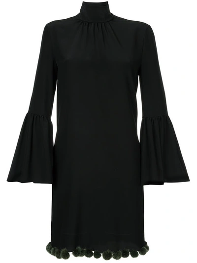 Shop Fendi Bell Sleeve Dress In Black