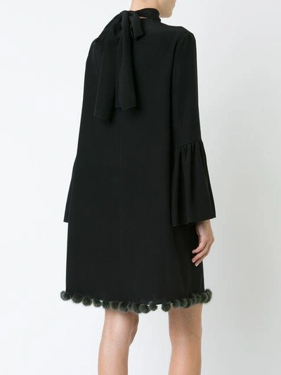 Shop Fendi Bell Sleeve Dress In Black