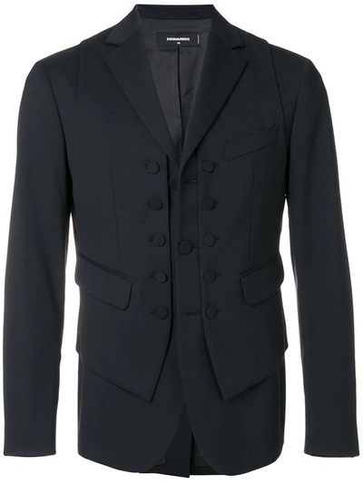 Dsquared2 Waistcoat Layer Blazer In Black