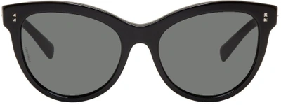 Shop Valentino Black Rockstud Cat-eye Sunglasses