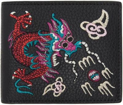 Shop Gucci Black Chinese Dragon Wallet In 1058 Nero Multicolor