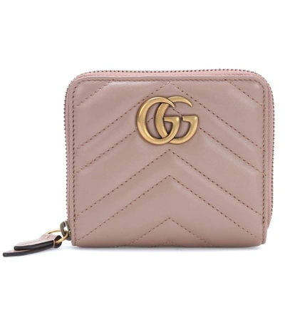 Gucci Small Gg Marmont 2.0 Leather Zip Wallet, Pink In Neutrals