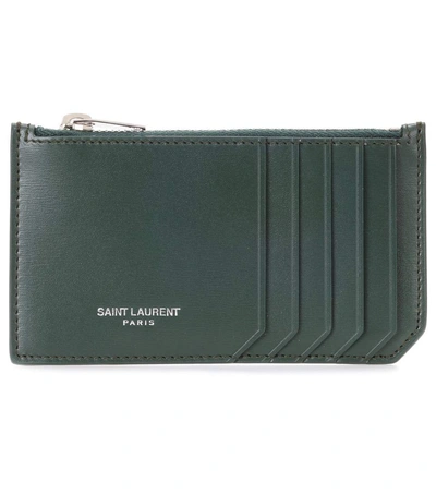 Saint Laurent Classic Paris Leather Card Holder In Dark Leaf