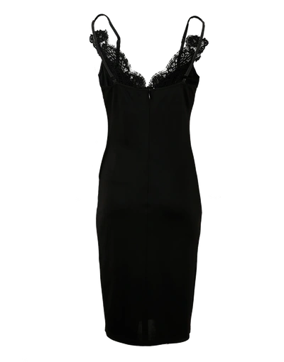 Shop Givenchy Cami Jersey Macrame Dress In Black