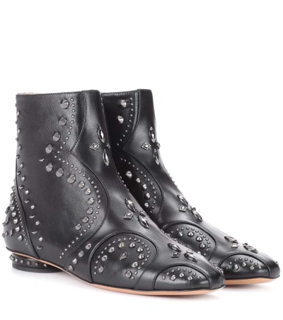 Valentino Garavani Leather Ankle Boots In Black