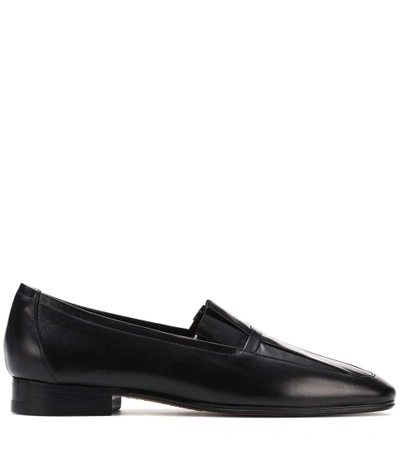 The Adam Pleated Leather Loafers In Black |