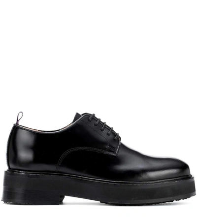 Shop Eytys Kingston Leather Derby Shoes In Black