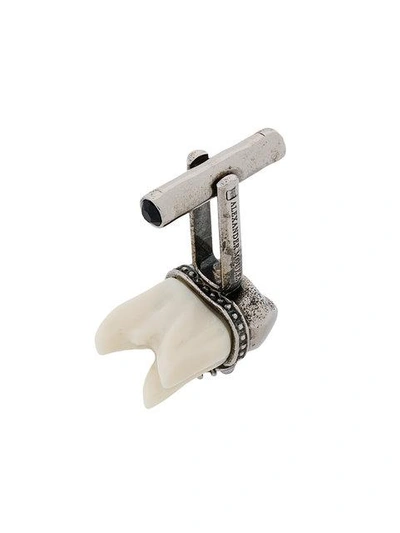 Shop Alexander Mcqueen Tooth Cufflinks In Metallic