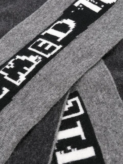Valentino Slogan Embroidered Scarf In Grey