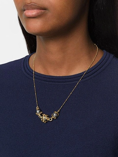 Shop Kasun London Three Pearls Necklace In Metallic