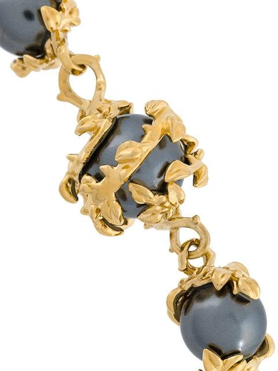 Shop Kasun London Three Pearls Necklace In Metallic