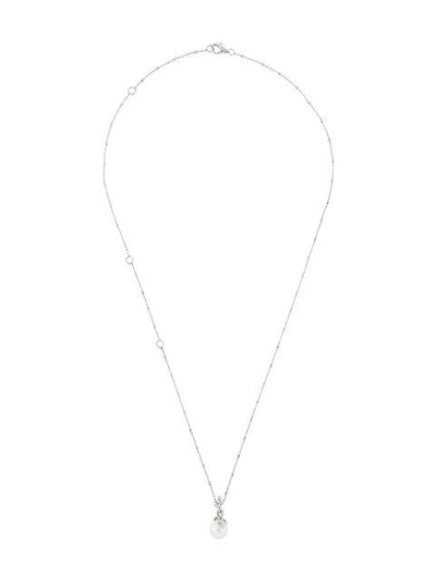 Shop Kasun London Exposed Pearl Pendant Necklace In Metallic