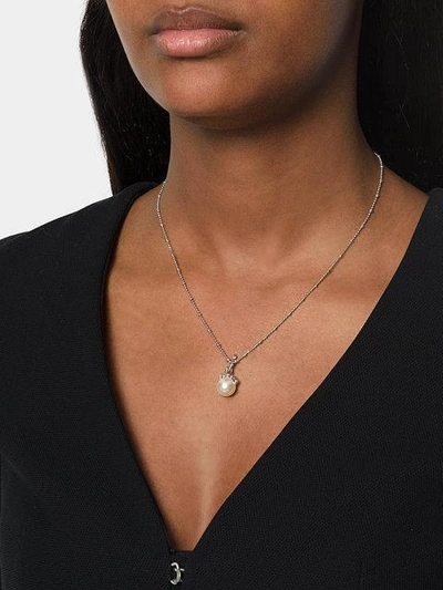 Shop Kasun London Exposed Pearl Pendant Necklace In Metallic