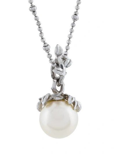 Shop Kasun London Exposed Pearl Pendant Necklace In Metallic