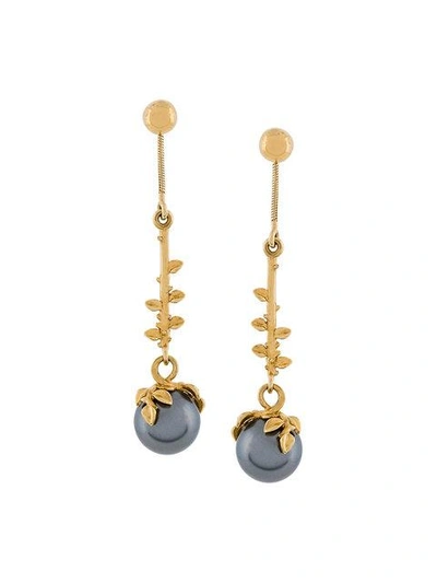 Shop Kasun London Exposed Pearl Drop Earrings In Metallic