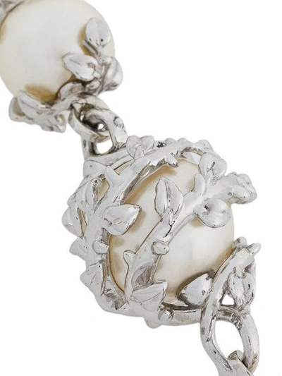 Shop Kasun London Orb & 3 Pearls Bracelet In Metallic