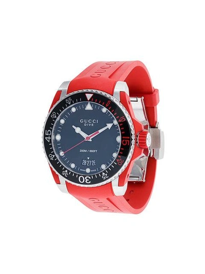 Shop Gucci Dive Watch In Red