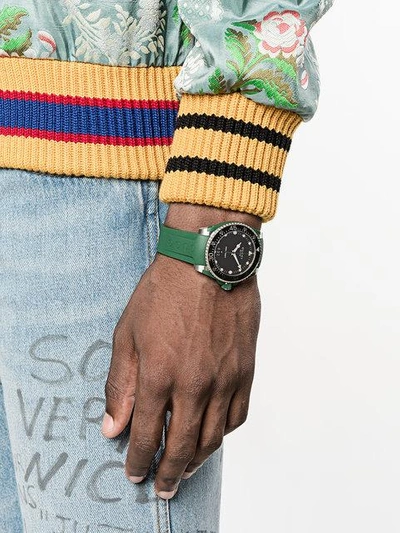 Shop Gucci Dive' Armbanduhr In Green Black